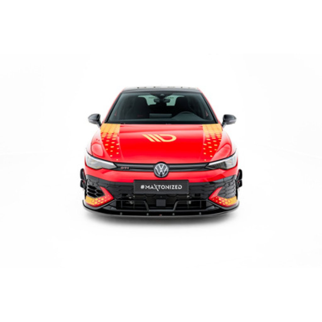 Maxton Design spoiler pod přední nárazník ver.2 pro Volkswagen Golf GTI Mk8 Facelift, černý lesklý plast ABS, Clubsport