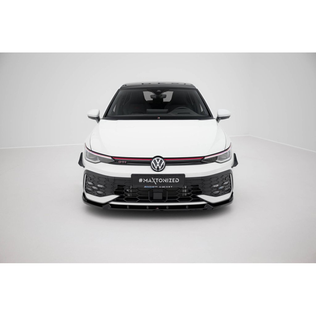 Maxton Design spoiler pod přední nárazník ver.2 pro Volkswagen Golf R-Line Mk8 Facelift, černý lesklý plast ABS
