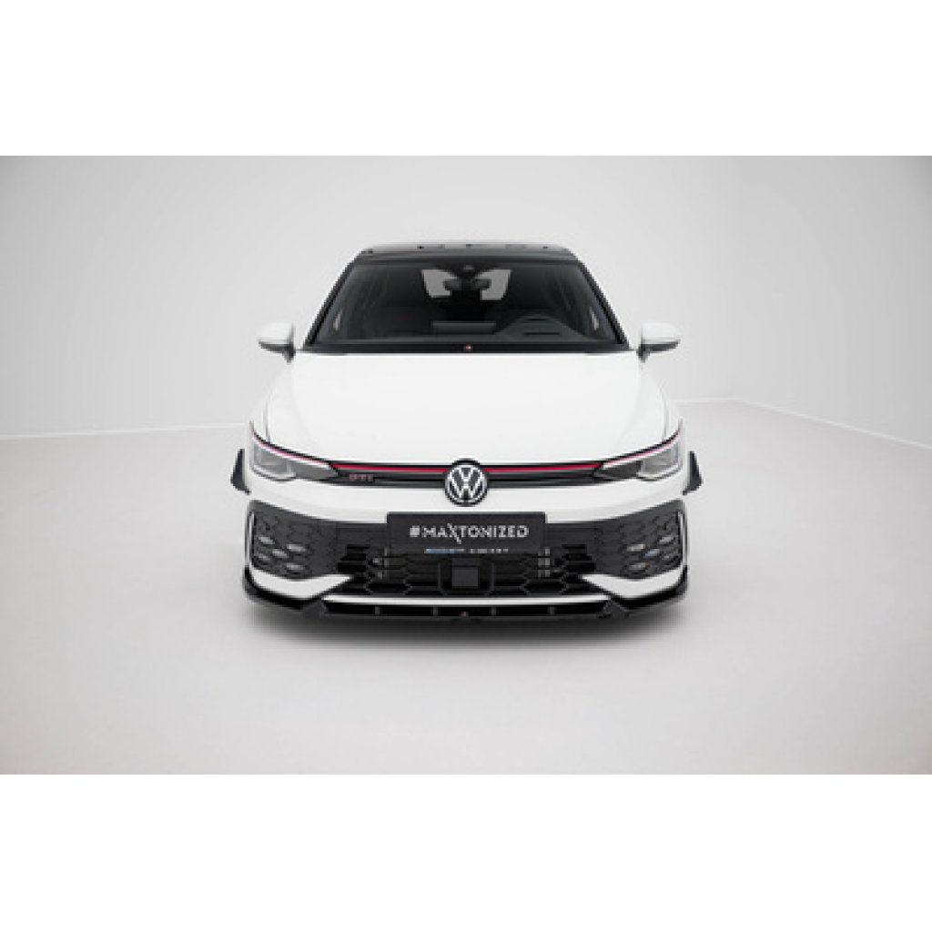 Maxton Design spoiler pod přední nárazník ver.2 pro Volkswagen Golf R-Line Mk8 Facelift, černý lesklý plast ABS