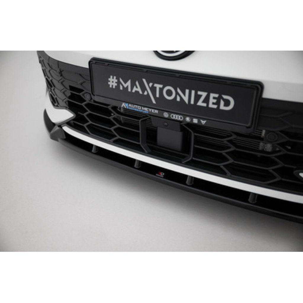 Maxton Design spoiler pod přední nárazník ver.2 pro Volkswagen Golf R-Line Mk8 Facelift, černý lesklý plast ABS