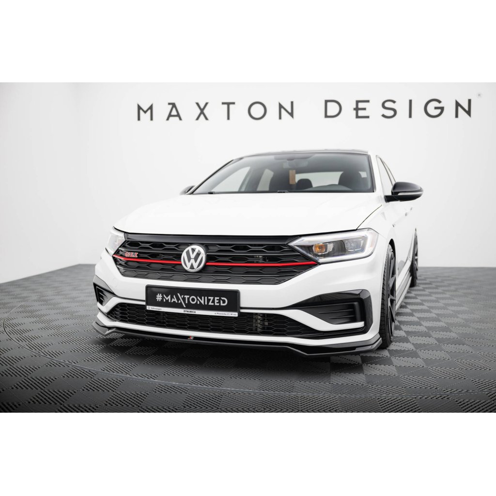 Maxton Design spoiler pod přední nárazník ver.2 pro Volkswagen Jetta Mk7 GLI, černý lesklý plast ABS