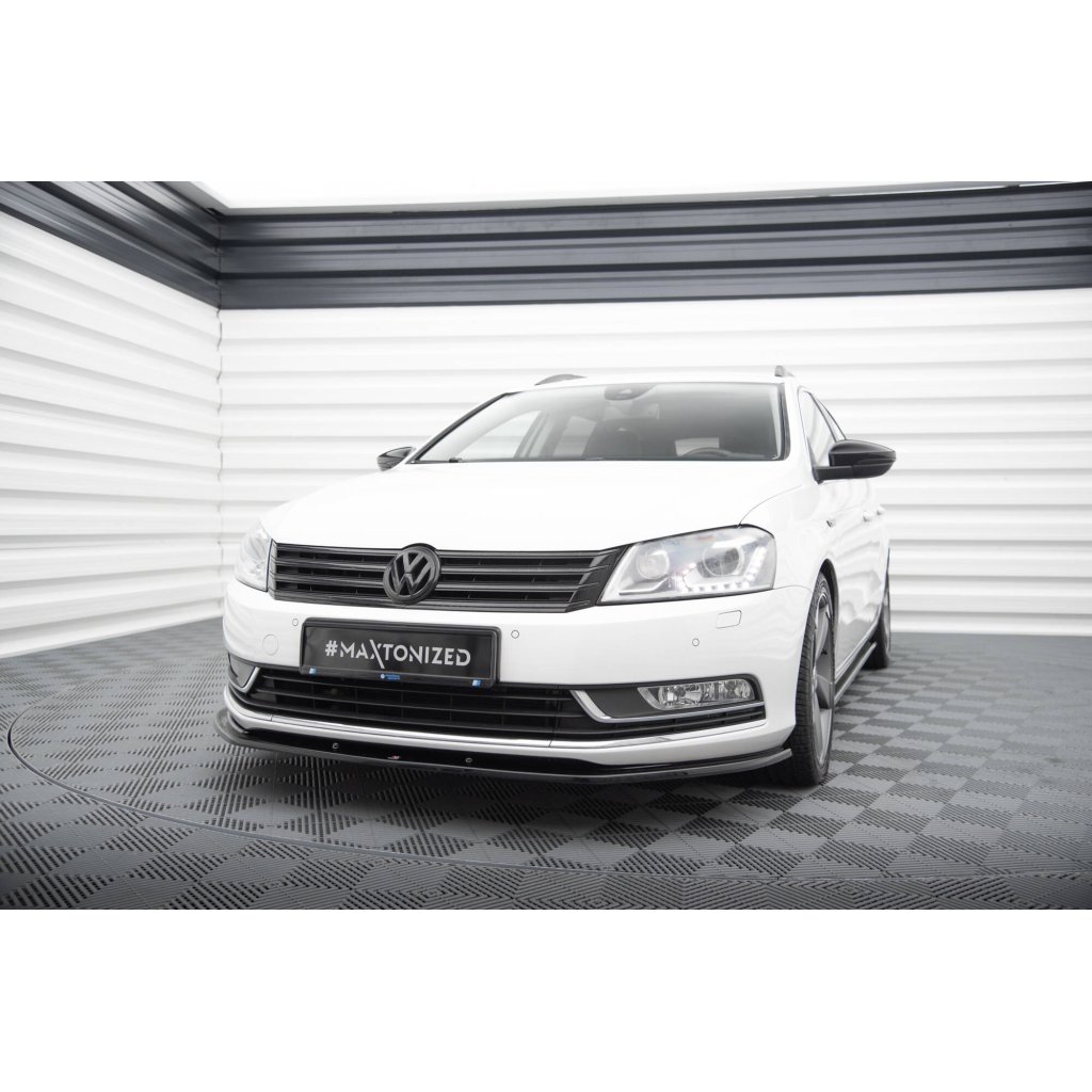 Maxton Design spoiler pod přední nárazník ver.2 pro Volkswagen Passat Mk7 (B7), černý lesklý plast ABS, Variant/Sedan