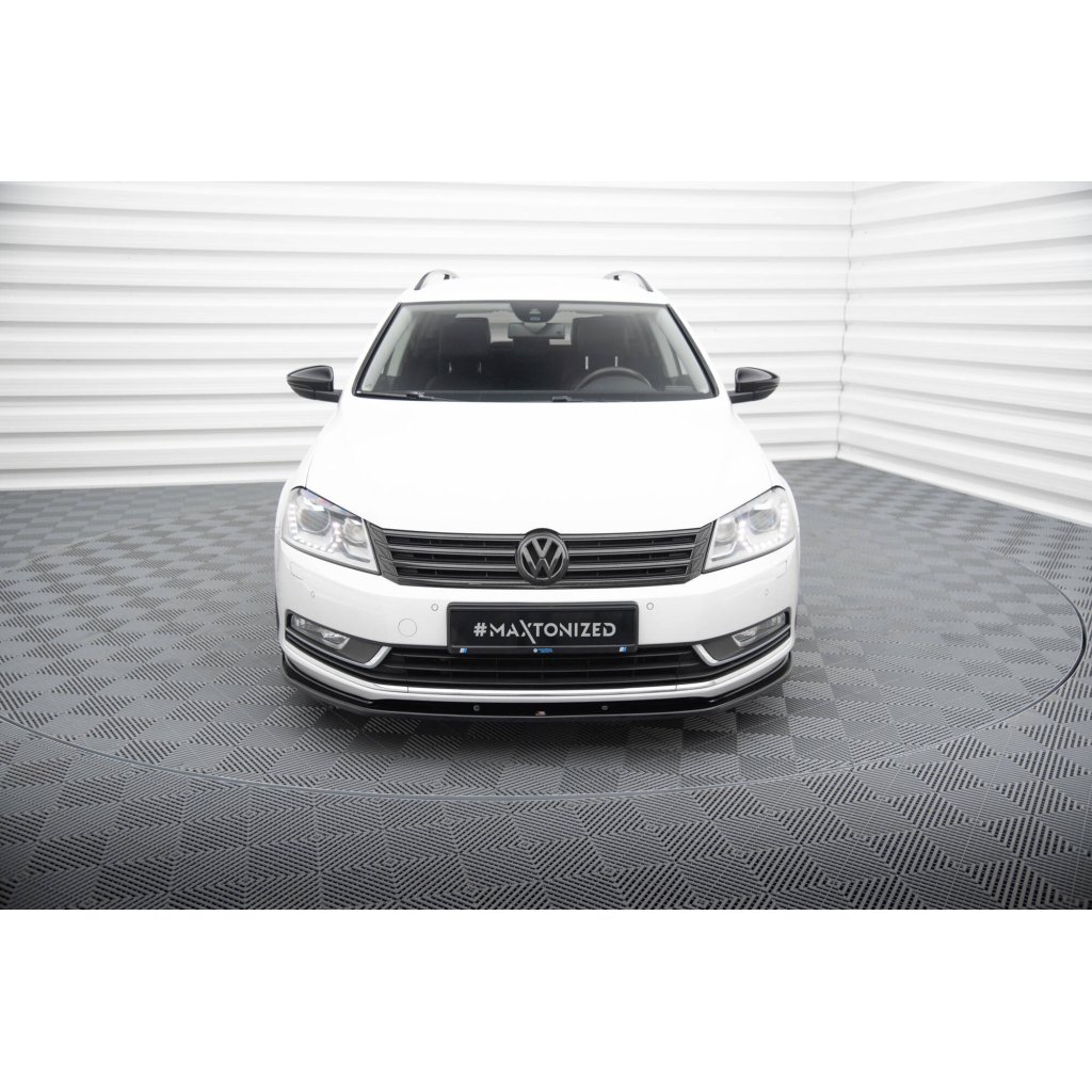 Maxton Design spoiler pod přední nárazník ver.2 pro Volkswagen Passat Mk7 (B7), černý lesklý plast ABS, Variant/Sedan