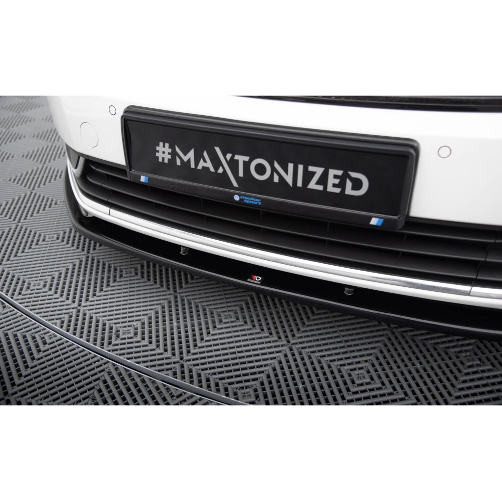 Maxton Design spoiler pod přední nárazník ver.2 pro Volkswagen Passat Mk7 (B7), černý lesklý plast ABS, Variant/Sedan