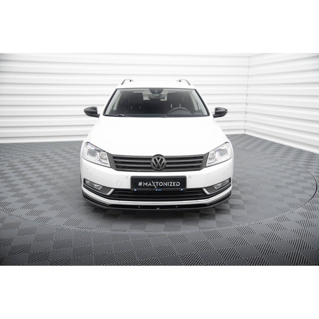 Maxton Design spoiler pod přední nárazník ver.2 pro Volkswagen Passat Mk7 (B7), černý lesklý plast ABS, Variant/Sedan