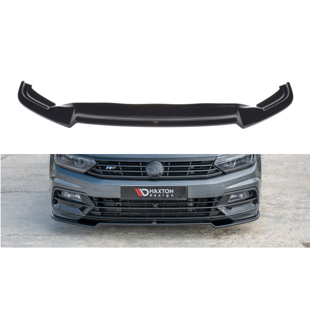 Maxton Design spoiler pod přední nárazník ver.2 pro Volkswagen Passat Mk8 (B8), černý lesklý plast ABS, R-Line