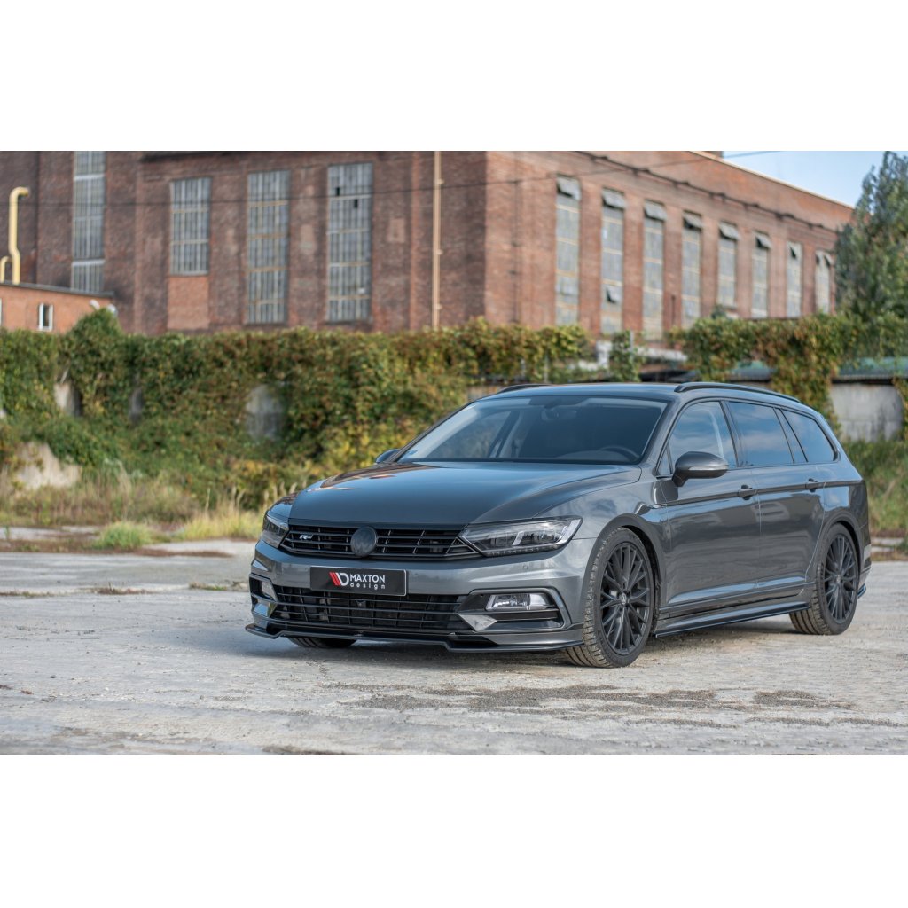 Maxton Design spoiler pod přední nárazník ver.2 pro Volkswagen Passat Mk8 (B8), černý lesklý plast ABS, R-Line
