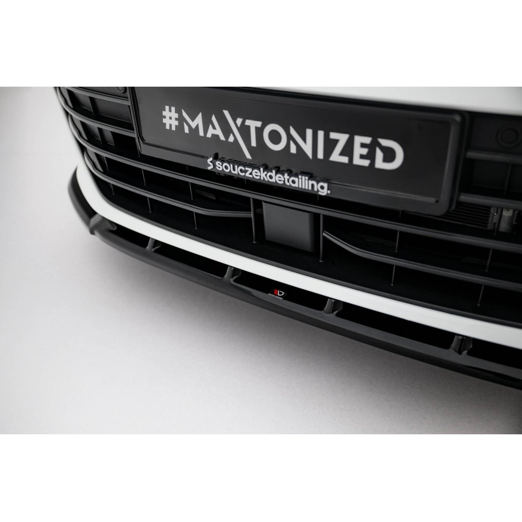 Maxton Design spoiler pod přední nárazník ver.2 pro Volkswagen Passat Mk9 (B9), černý lesklý plast ABS