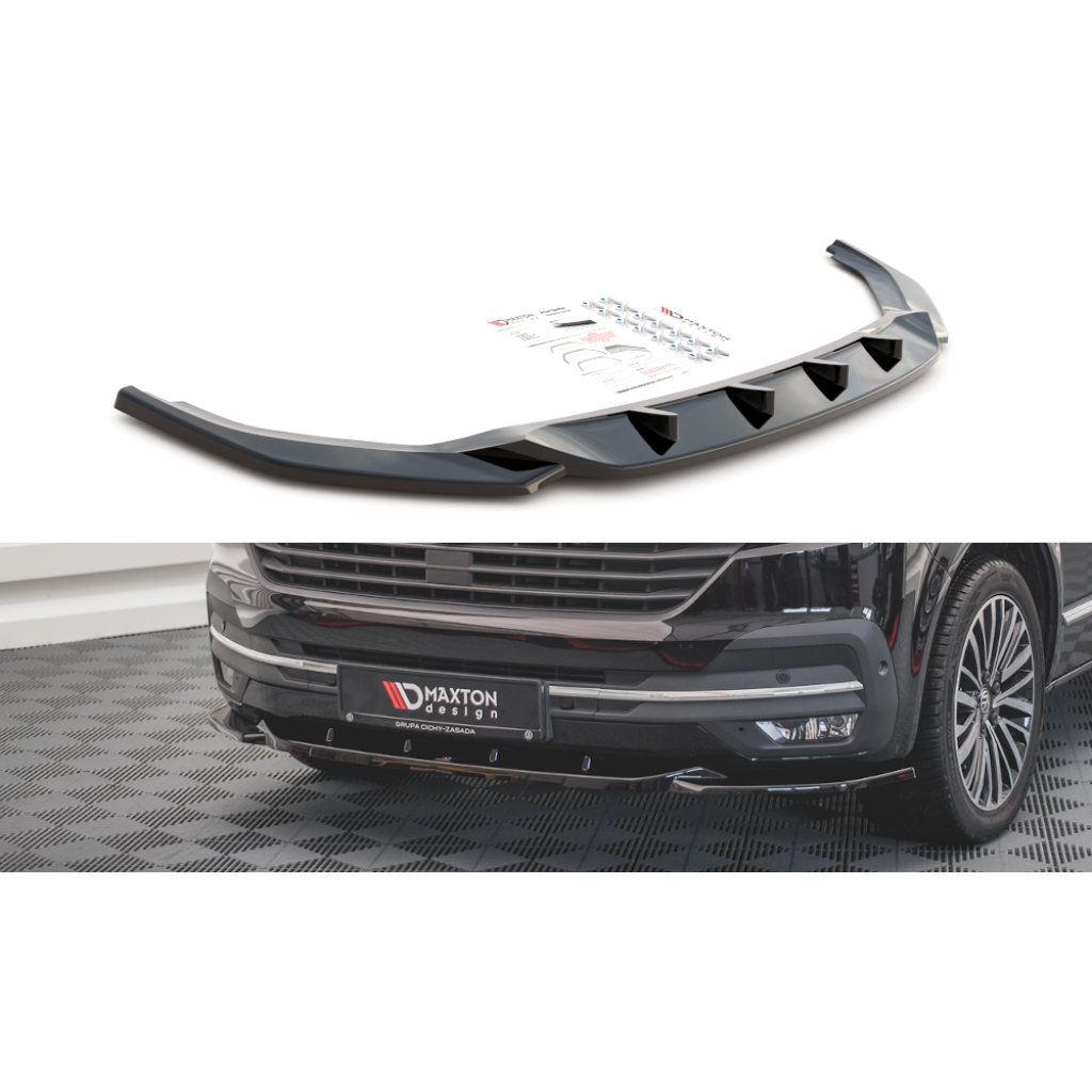Maxton Design spoiler pod přední nárazník ver.2 pro Volkswagen T6, černý lesklý plast ABS, Facelift