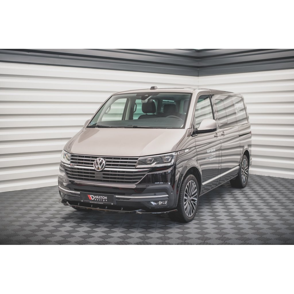 Maxton Design spoiler pod přední nárazník ver.2 pro Volkswagen T6, černý lesklý plast ABS, Facelift