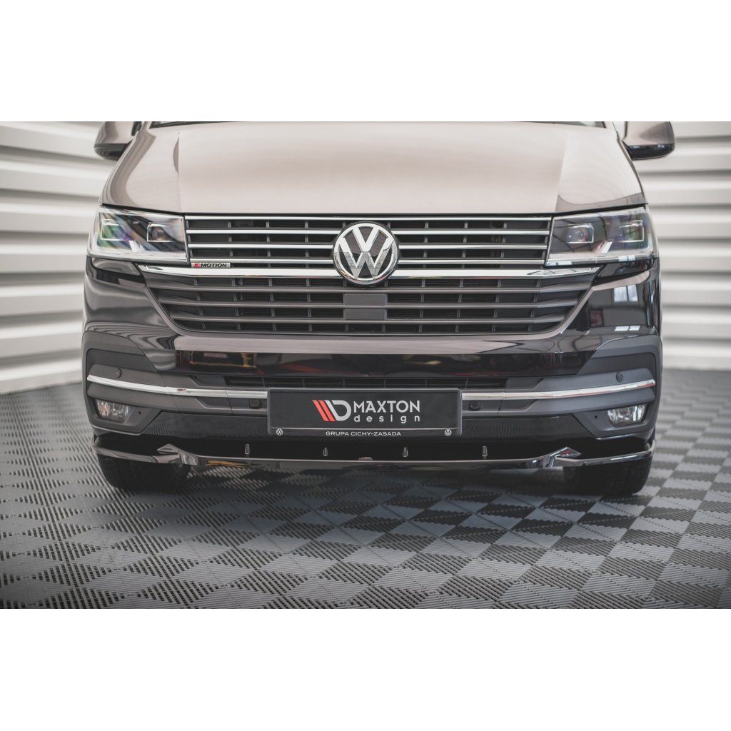 Maxton Design spoiler pod přední nárazník ver.2 pro Volkswagen T6, černý lesklý plast ABS, Facelift