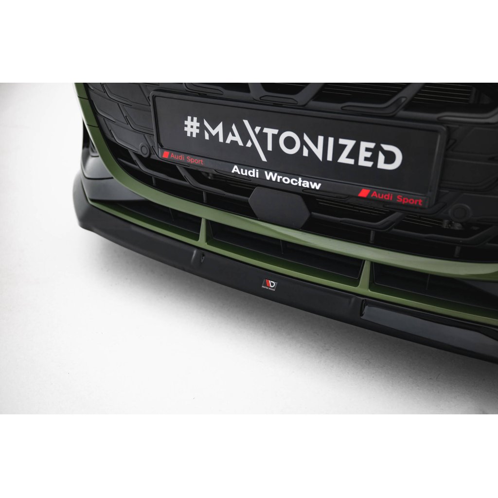 Maxton Design spoiler pod přední nárazník ver.3 pro Audi S3 8Y Facelift, černý lesklý plast ABS, Sedan / Sportback