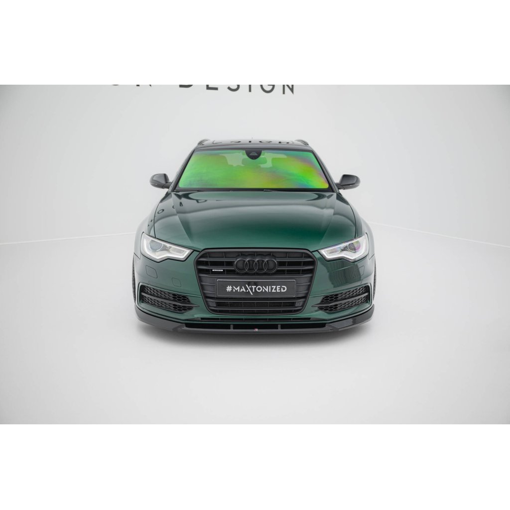 Maxton Design spoiler pod přední nárazník ver.3 pro Audi S6 C7, černý lesklý plast ABS, Sedan / Avant