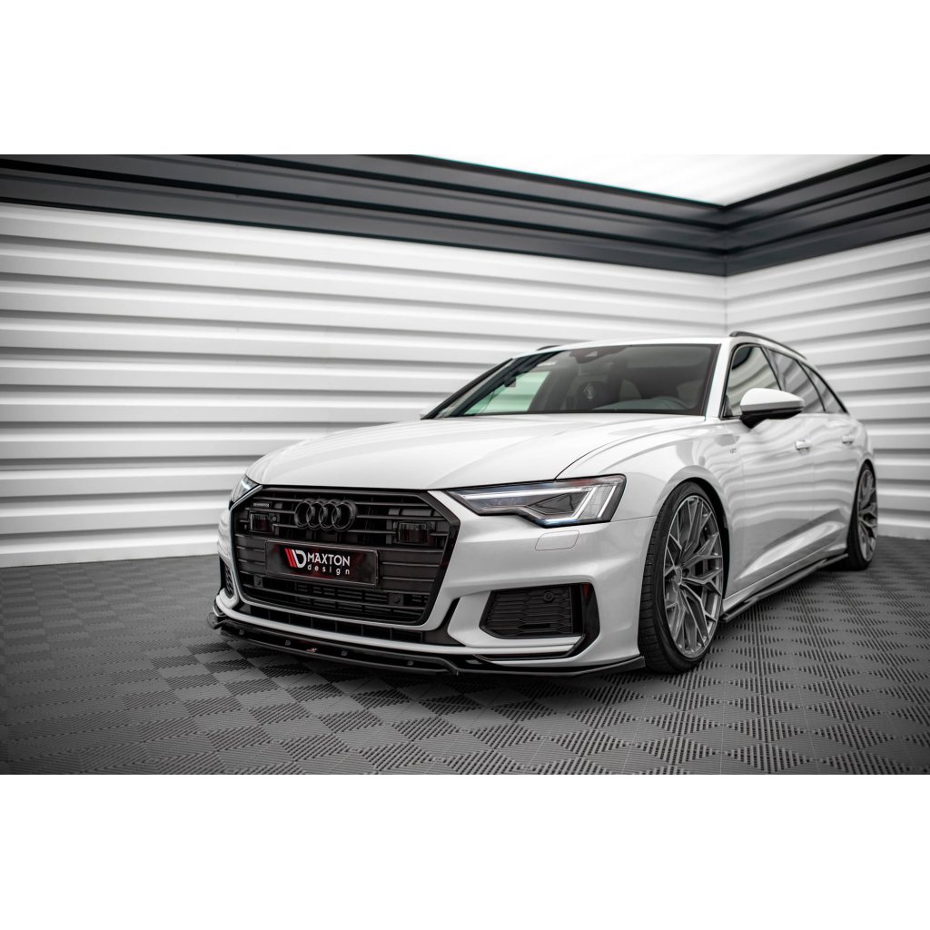 Maxton Design spoiler pod přední nárazník ver.3 pro Audi S6 C8, černý lesklý plast ABS