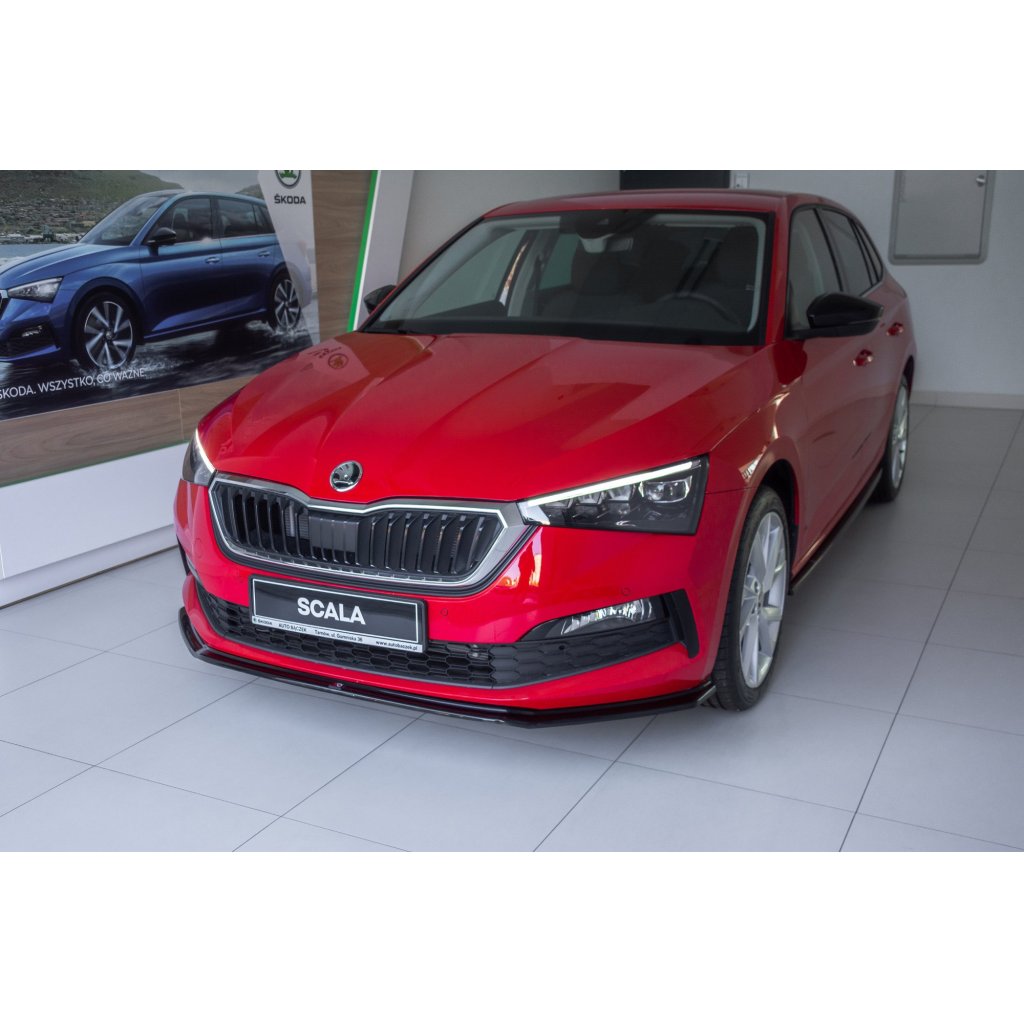 Maxton Design spoiler pod přední nárazník ver.3 pro Škoda Scala, černý lesklý plast ABS