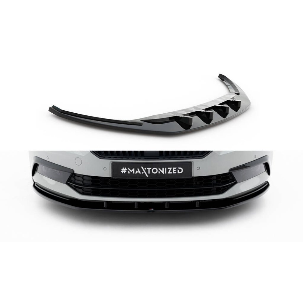 Maxton Design spoiler pod přední nárazník ver.3 pro Škoda Superb Mk3, černý lesklý plast ABS