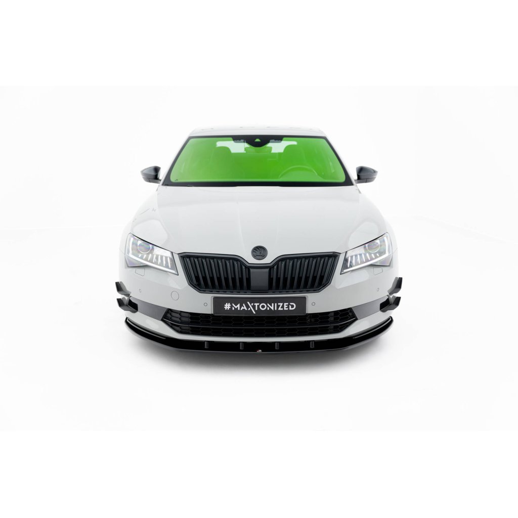 Maxton Design spoiler pod přední nárazník ver.3 pro Škoda Superb Mk3, černý lesklý plast ABS