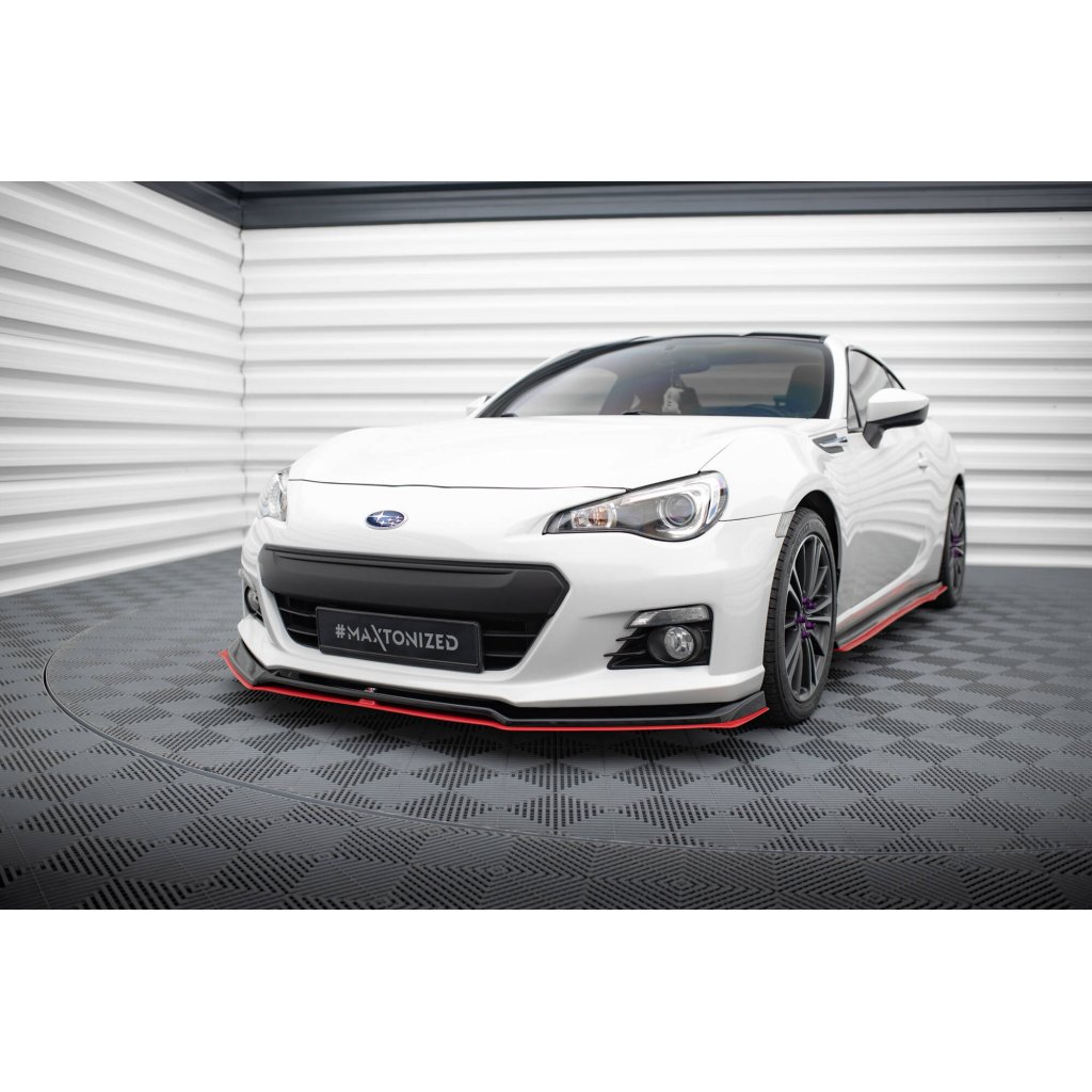 Maxton Design spoiler pod přední nárazník ver.3 pro Subaru BRZ Mk1, černý lesklý plast ABS, s červenou linkou