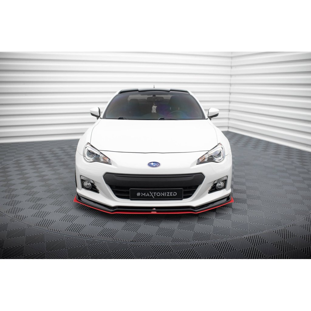 Maxton Design spoiler pod přední nárazník ver.3 pro Subaru BRZ Mk1, černý lesklý plast ABS, s červenou linkou