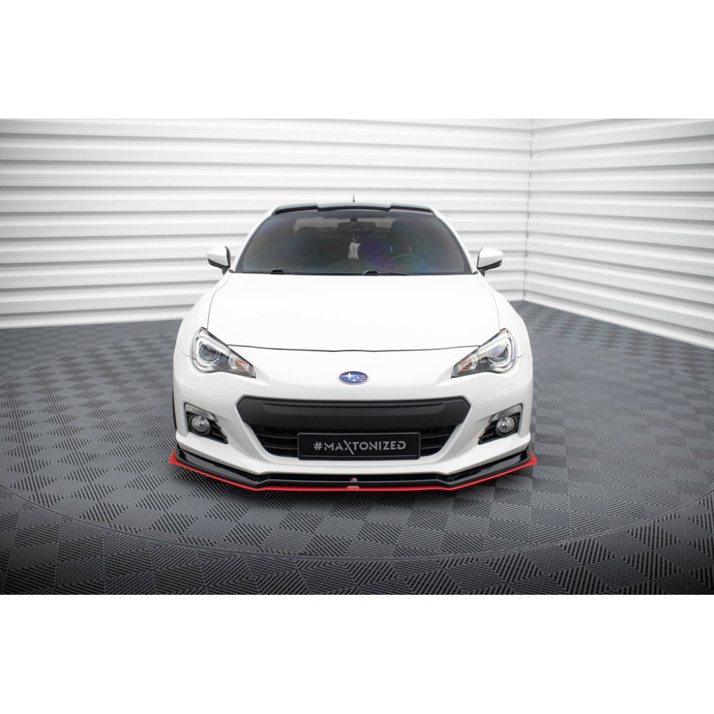 Maxton Design spoiler pod přední nárazník ver.3 pro Subaru BRZ Mk1, černý lesklý plast ABS, s červenou linkou