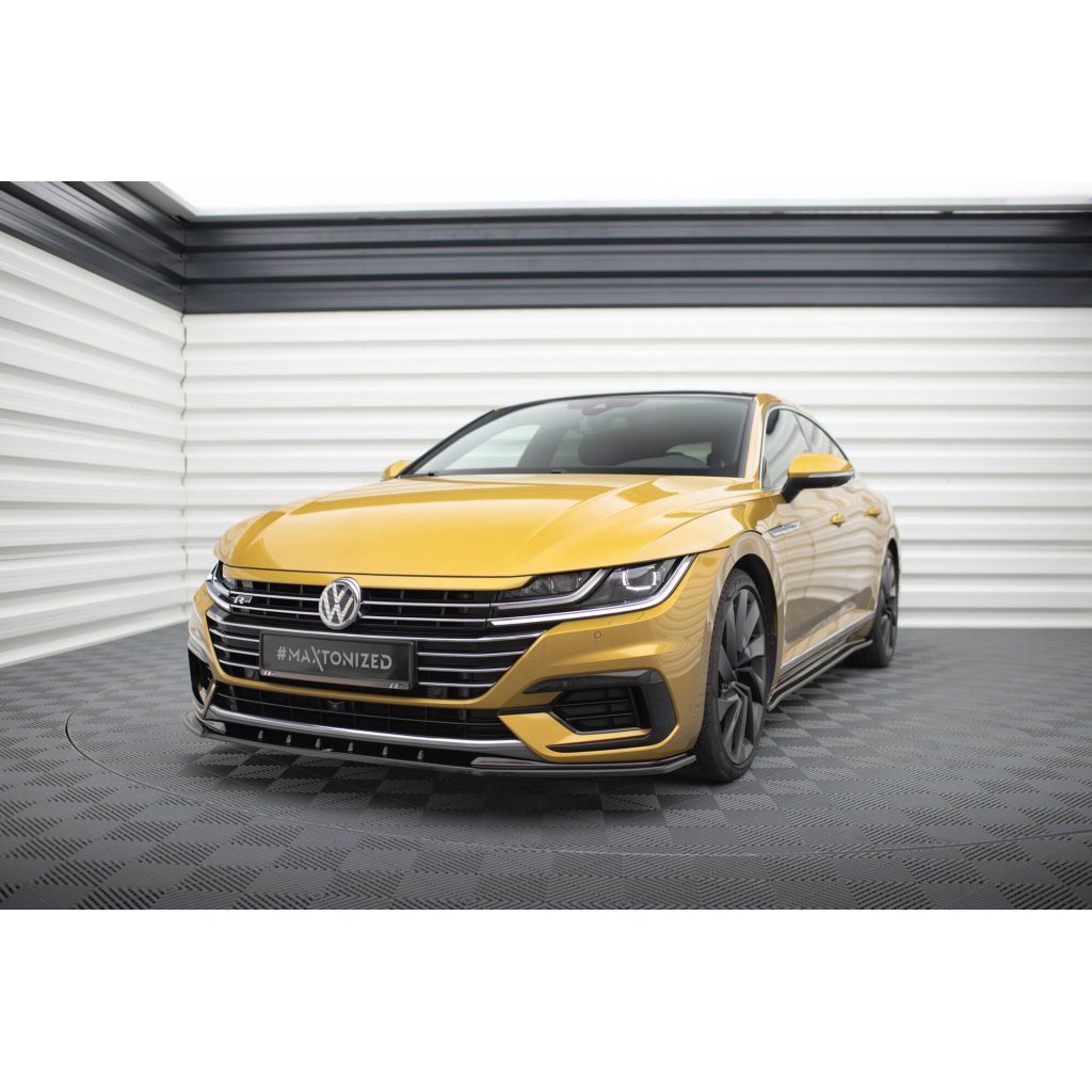 Maxton Design spoiler pod přední nárazník ver.3 pro Volkswagen Arteon, černý lesklý plast ABS