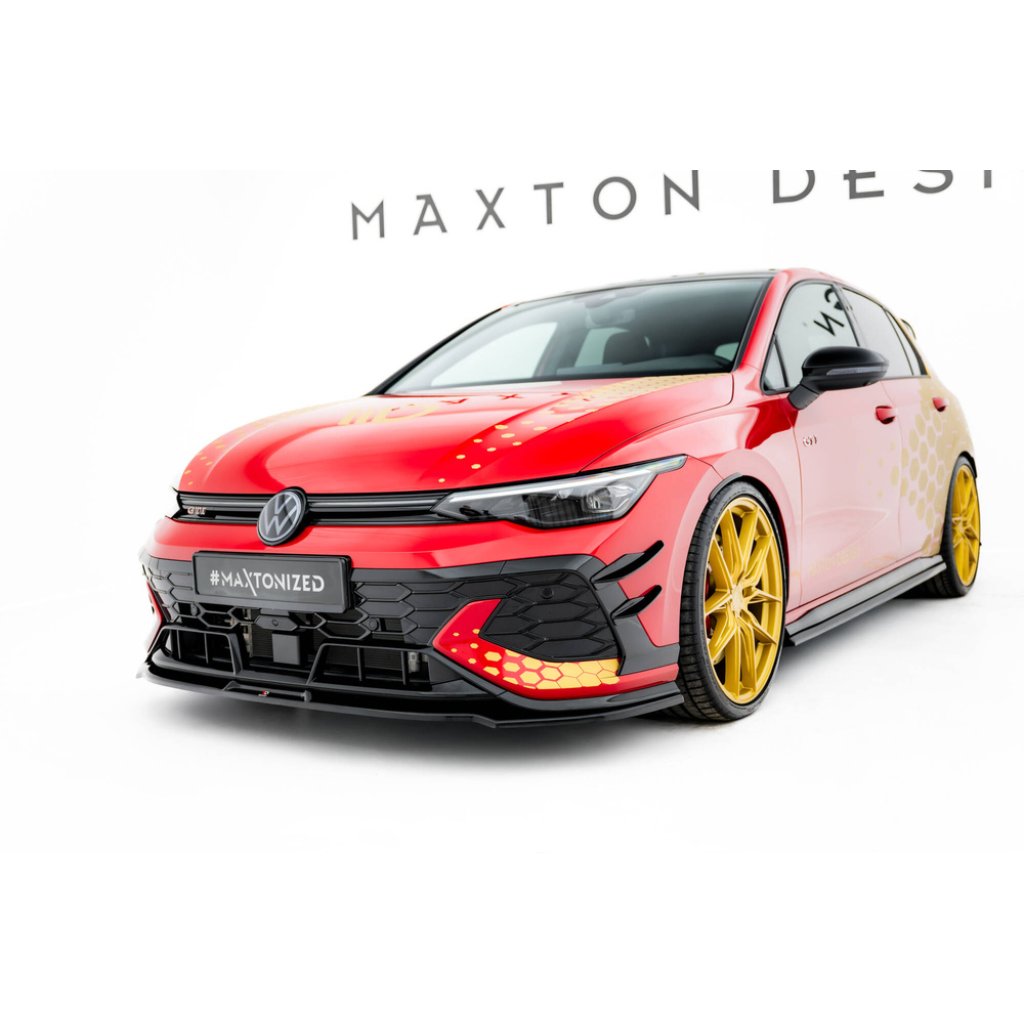 Maxton Design spoiler pod přední nárazník ver.3 pro Volkswagen Golf GTI Mk8 Facelift, černý lesklý plast ABS, Clubsport