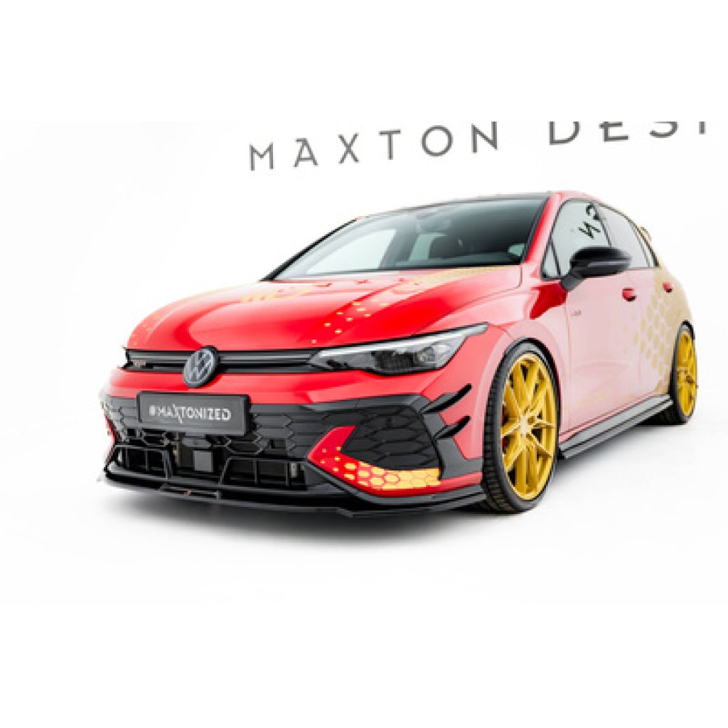 Maxton Design spoiler pod přední nárazník ver.3 pro Volkswagen Golf GTI Mk8 Facelift, černý lesklý plast ABS, Clubsport