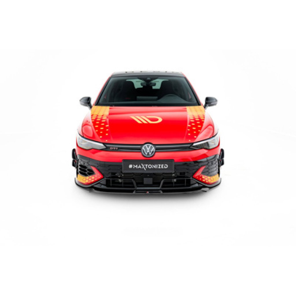 Maxton Design spoiler pod přední nárazník ver.3 pro Volkswagen Golf GTI Mk8 Facelift, černý lesklý plast ABS, Clubsport