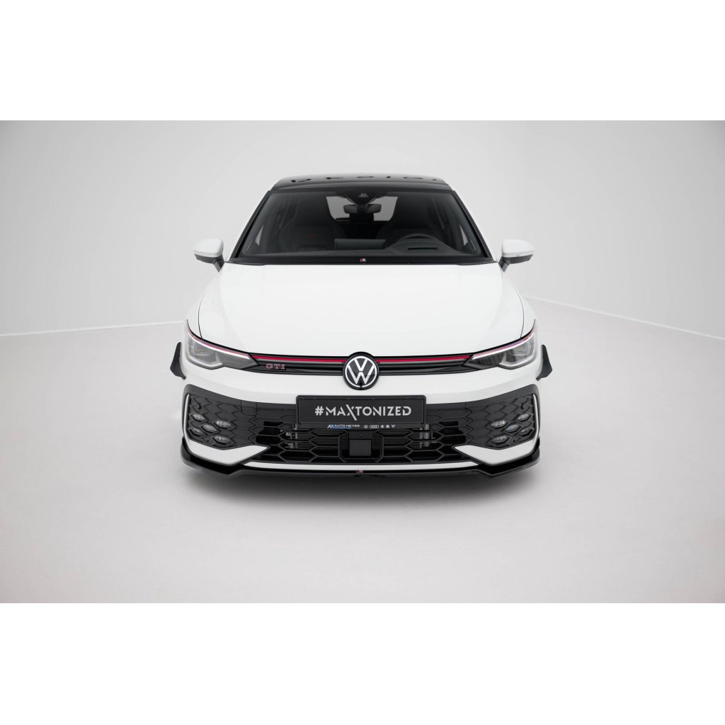 Maxton Design spoiler pod přední nárazník ver.3 pro Volkswagen Golf R-Line Mk8 Facelift, černý lesklý plast ABS