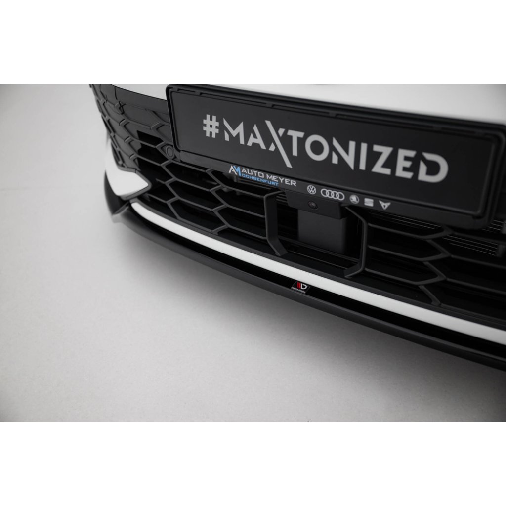 Maxton Design spoiler pod přední nárazník ver.3 pro Volkswagen Golf R-Line Mk8 Facelift, černý lesklý plast ABS