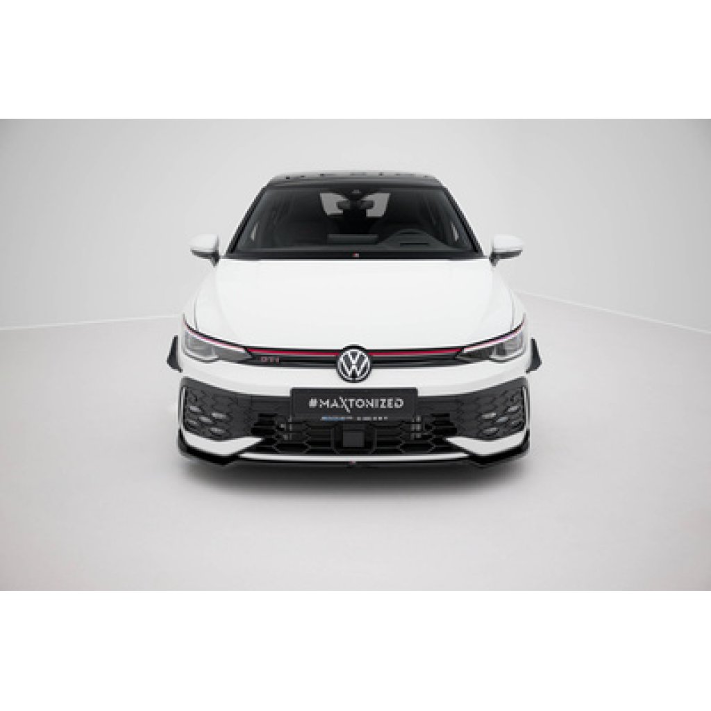 Maxton Design spoiler pod přední nárazník ver.3 pro Volkswagen Golf R-Line Mk8 Facelift, černý lesklý plast ABS