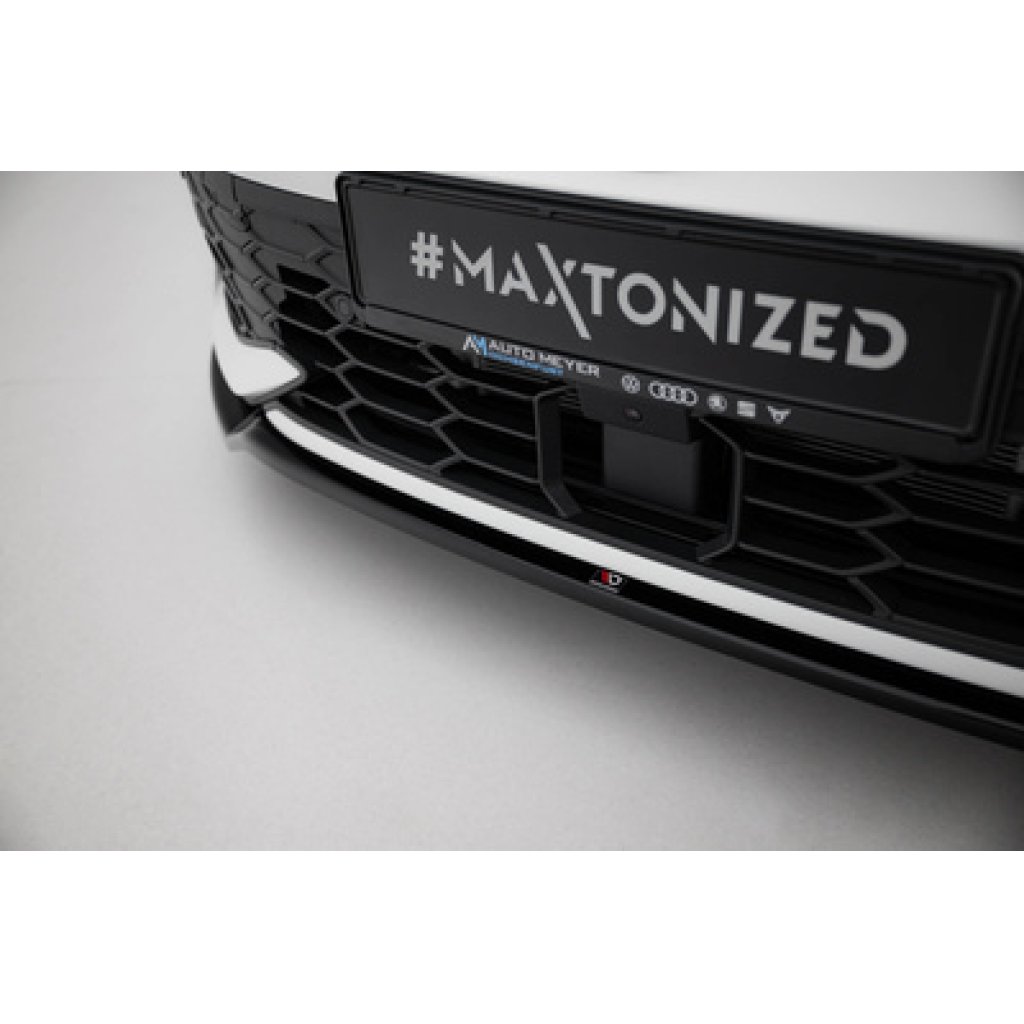 Maxton Design spoiler pod přední nárazník ver.3 pro Volkswagen Golf R-Line Mk8 Facelift, černý lesklý plast ABS