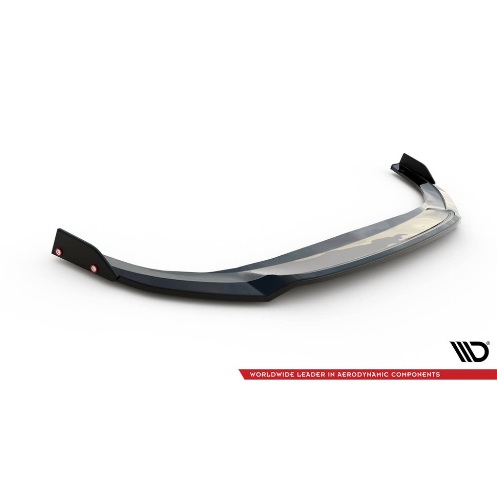 Maxton Design spoiler pod přední nárazník ver.3 s křidélky pro Volkswagen Golf R-Line Mk8 Facelift, černý lesklý plast ABS