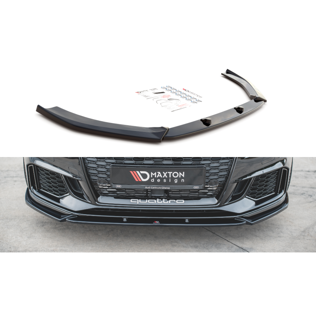 Maxton Design spoiler pod přední nárazník ver.4 pro Audi RS3 8V Facelift, černý lesklý plast ABS