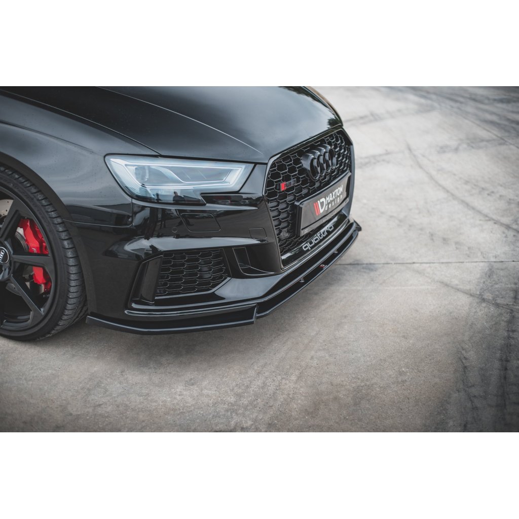 Maxton Design spoiler pod přední nárazník ver.4 pro Audi RS3 8V Facelift, černý lesklý plast ABS