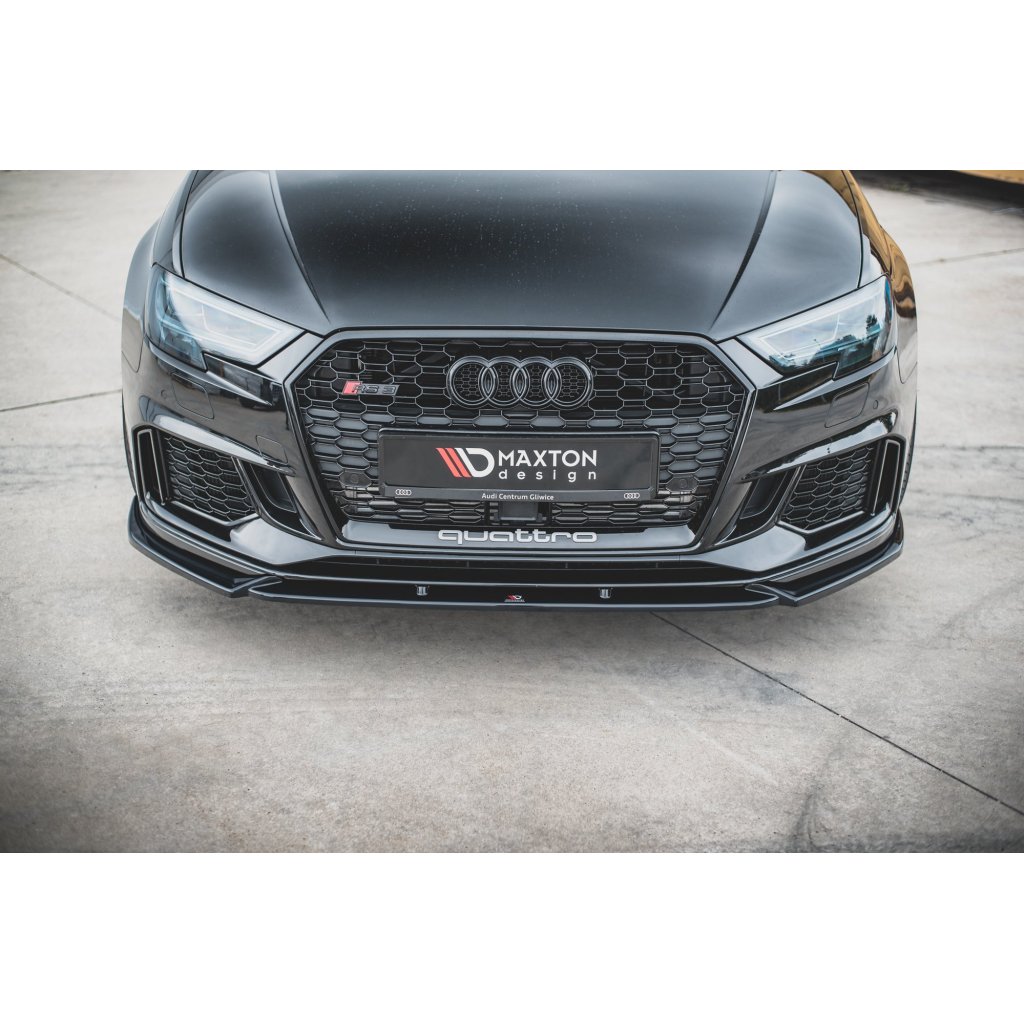 Maxton Design spoiler pod přední nárazník ver.4 pro Audi RS3 8V Facelift, černý lesklý plast ABS