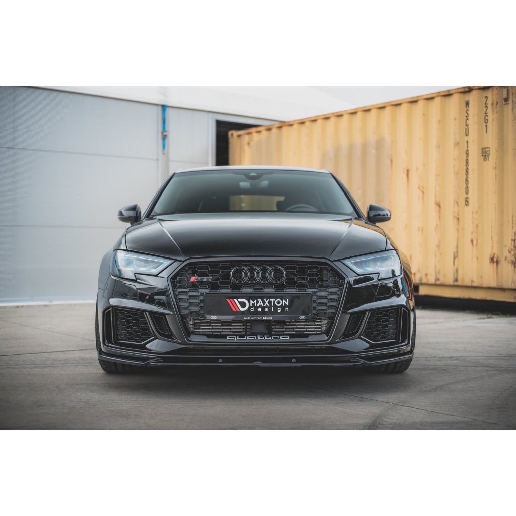 Maxton Design spoiler pod přední nárazník ver.4 pro Audi RS3 8V Facelift, černý lesklý plast ABS