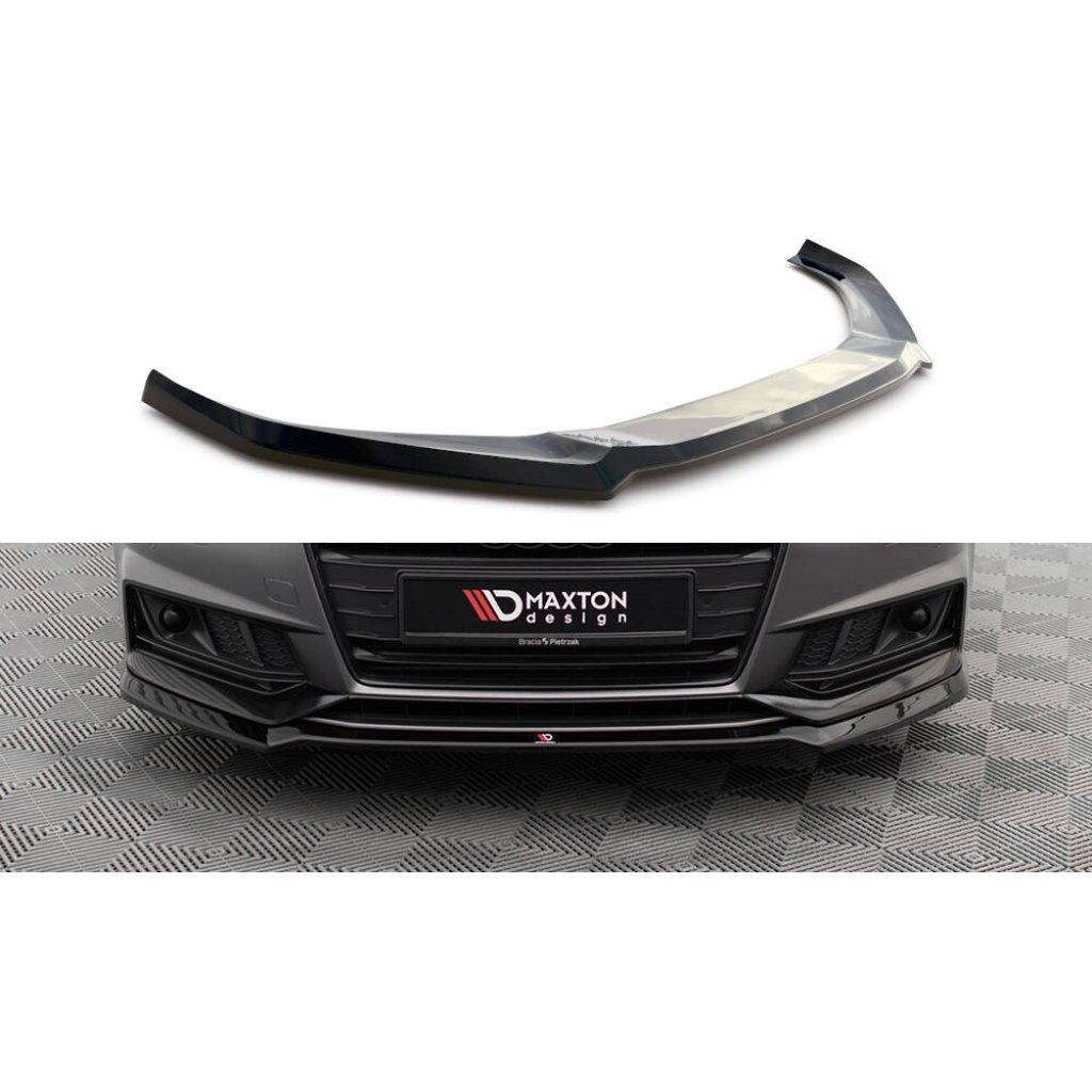 Maxton Design spoiler pod přední nárazník ver.4 pro Audi S4 B9, černý lesklý plast ABS