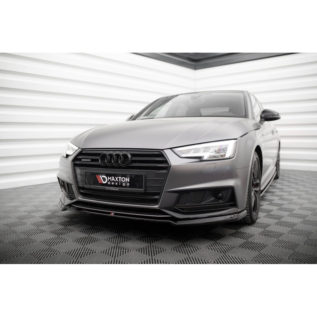 Maxton Design spoiler pod přední nárazník ver.4 pro Audi S4 B9, černý lesklý plast ABS