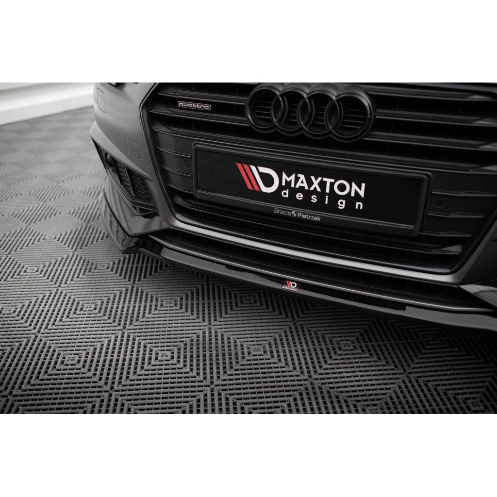 Maxton Design spoiler pod přední nárazník ver.4 pro Audi S4 B9, černý lesklý plast ABS