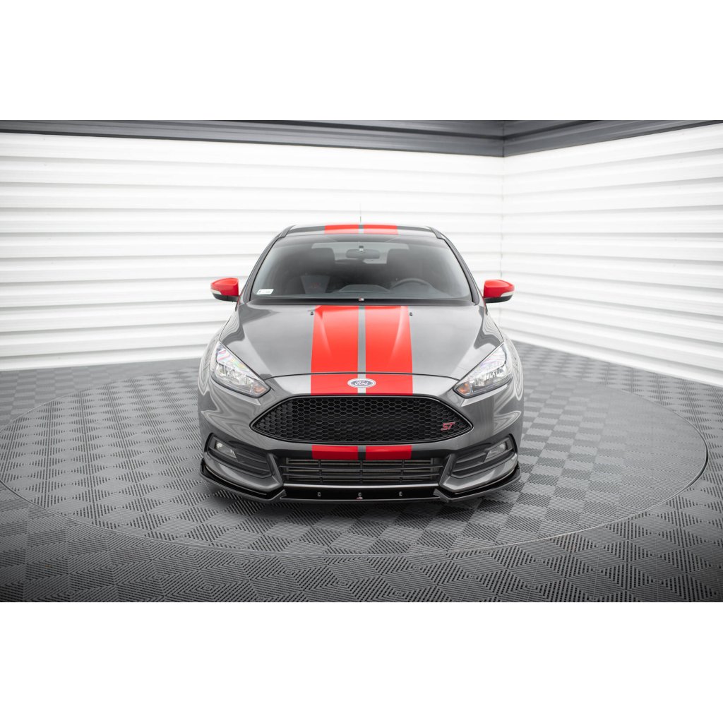 Maxton Design spoiler pod přední nárazník ver.4 pro Ford Focus ST Mk3 Facelift, černý lesklý plast ABS