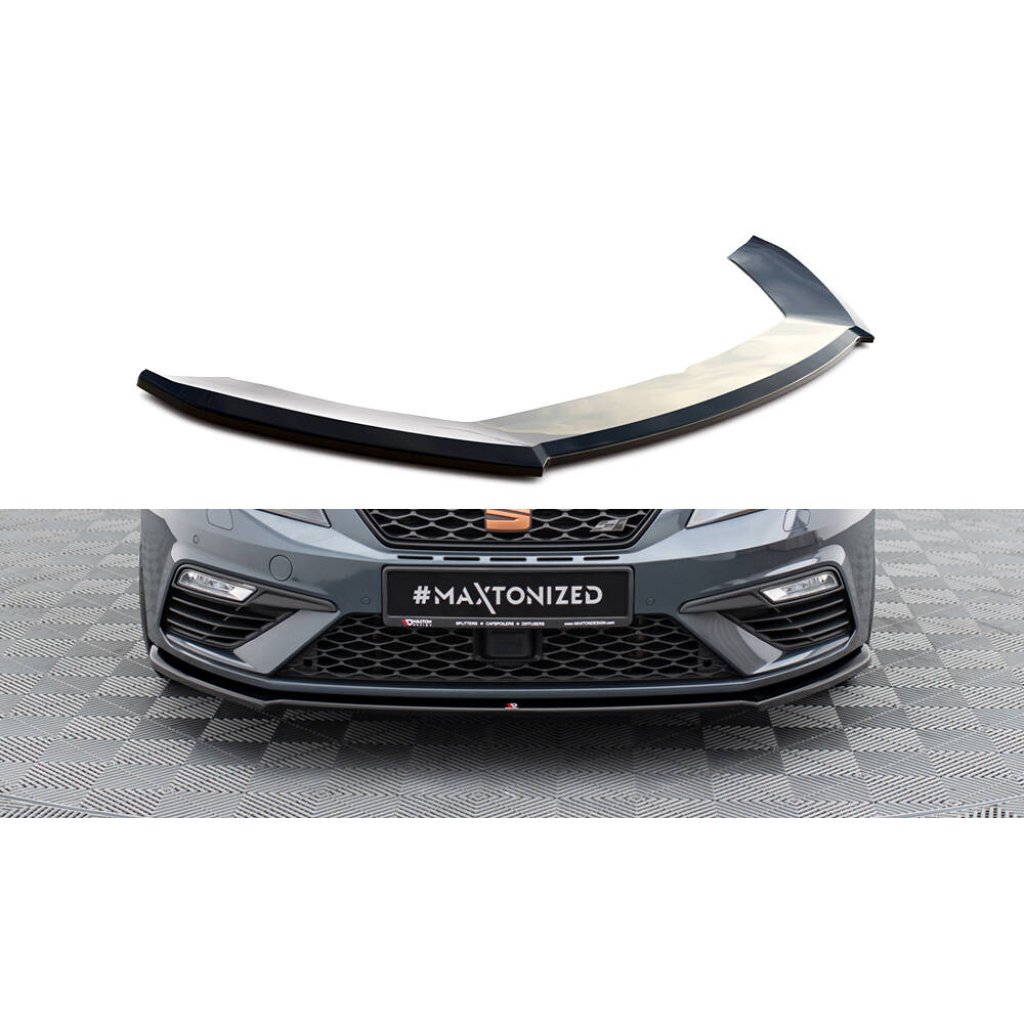 Maxton Design spoiler pod přední nárazník ver.4 pro Seat Leon Cupra Mk3 Facelift, černý lesklý plast ABS