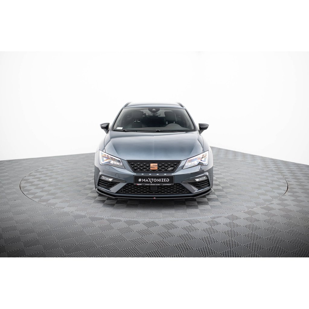 Maxton Design spoiler pod přední nárazník ver.4 pro Seat Leon Cupra Mk3 Facelift, černý lesklý plast ABS