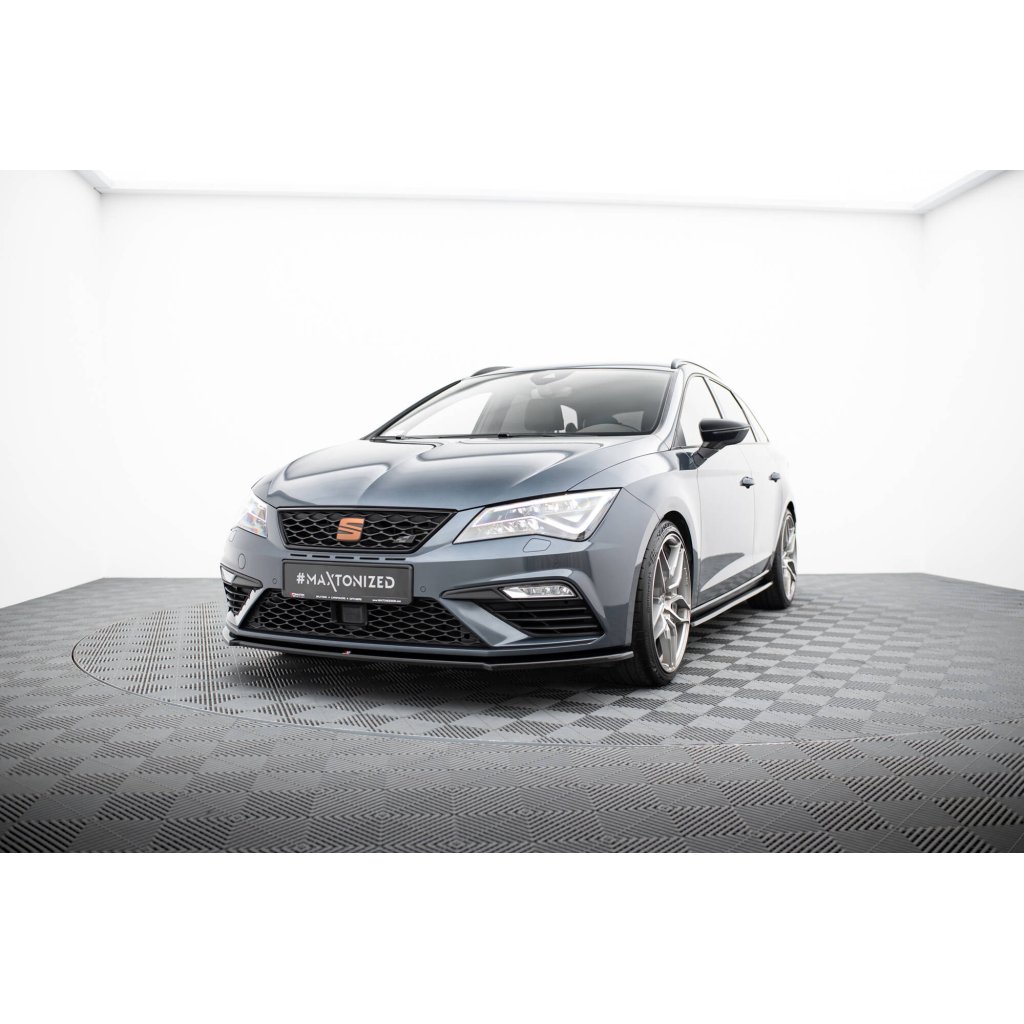Maxton Design spoiler pod přední nárazník ver.4 pro Seat Leon Cupra Mk3 Facelift, černý lesklý plast ABS