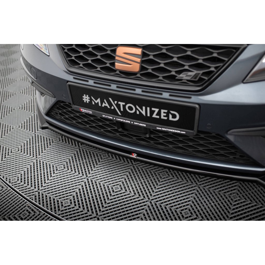 Maxton Design spoiler pod přední nárazník ver.4 pro Seat Leon Cupra Mk3 Facelift, černý lesklý plast ABS