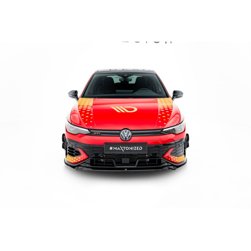Maxton Design spoiler pod přední nárazník ver.4 pro Volkswagen Golf GTI Mk8 Facelift, černý lesklý plast ABS, Clubsport