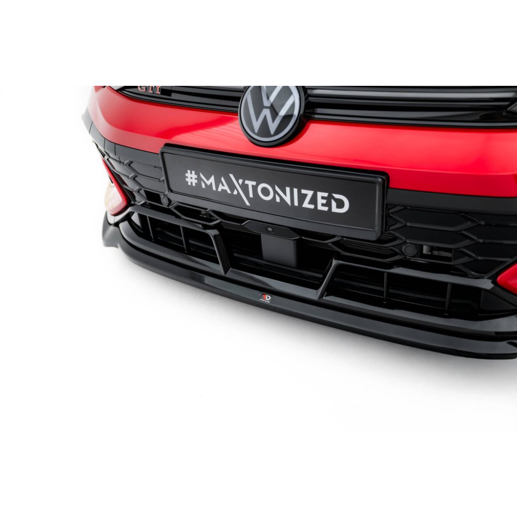 Maxton Design spoiler pod přední nárazník ver.4 pro Volkswagen Golf GTI Mk8 Facelift, černý lesklý plast ABS, Clubsport