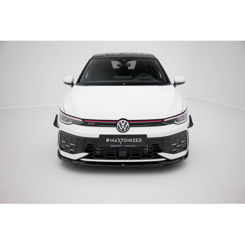 Maxton Design spoiler pod přední nárazník ver.4 pro Volkswagen Golf R-Line Mk8 Facelift, černý lesklý plast ABS