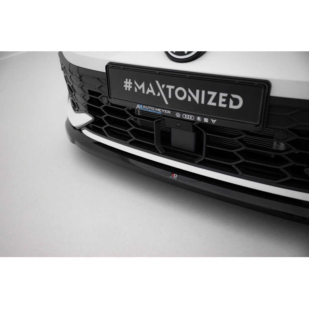 Maxton Design spoiler pod přední nárazník ver.4 pro Volkswagen Golf R-Line Mk8 Facelift, černý lesklý plast ABS