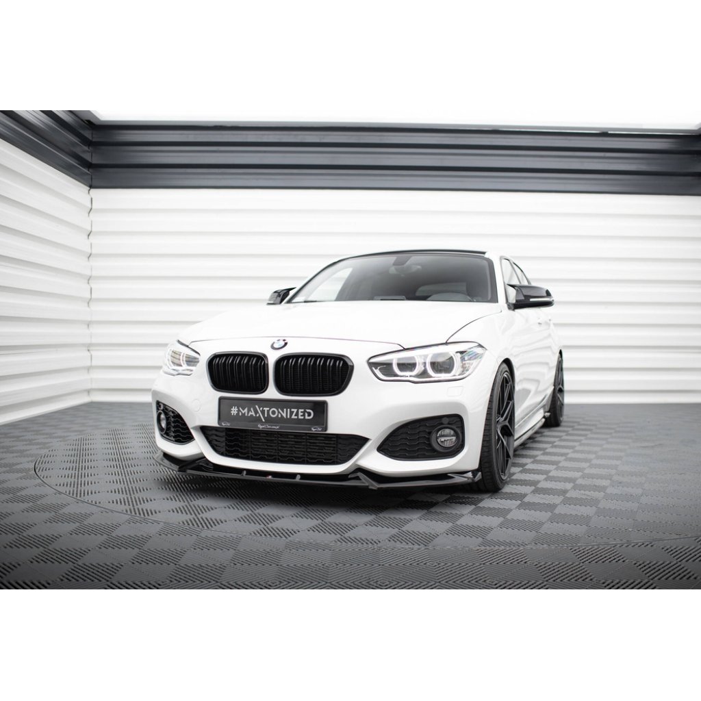 Maxton Design spoiler pod přední nárazník ver.5 pro BMW řada 1 F20- F21 Facelift, černý lesklý plast ABS, M-Pack/M140i